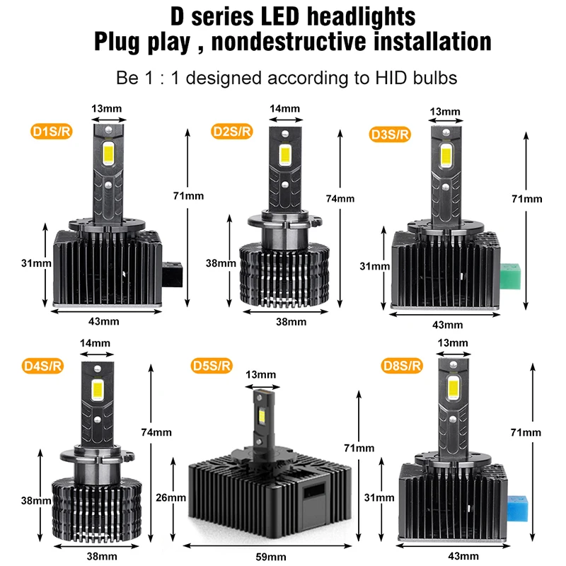 800W 4300K D1S D3S LED Headlights HID D2S D4S D8S D1R D2R D3R D4R Xenon Turbo LED 600000LM CSP Chips 6000K White Plug&Play 12V led headlights led car headlights