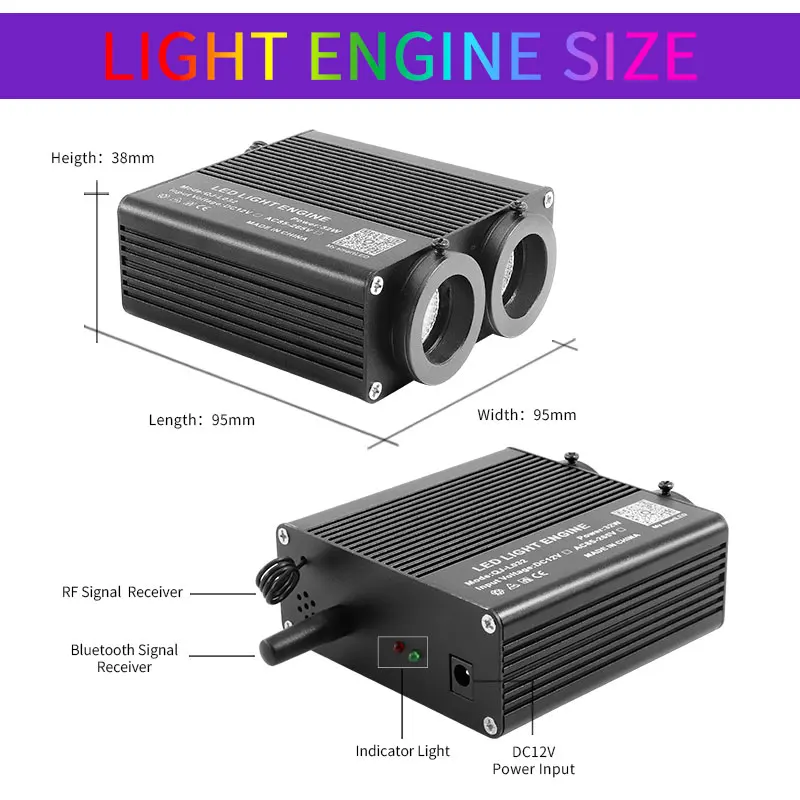 32W Car Starry Sky Light Stars Ceiling Fiber Optic Lights Two Heads Independent Control Car Atmosphere Lamp Two Heads Independen
