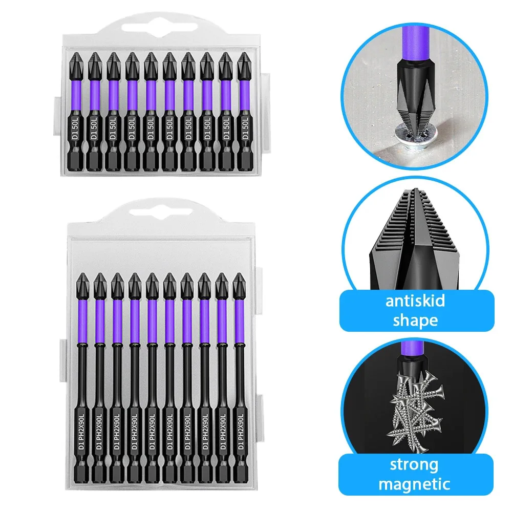 Anti-shock Strong Magnetic Screwdriver Bits D1 High Hardness Batch Head Non-slip Impact Driver Bit Sets Power Drilling Tools Precision Screwdriver Set