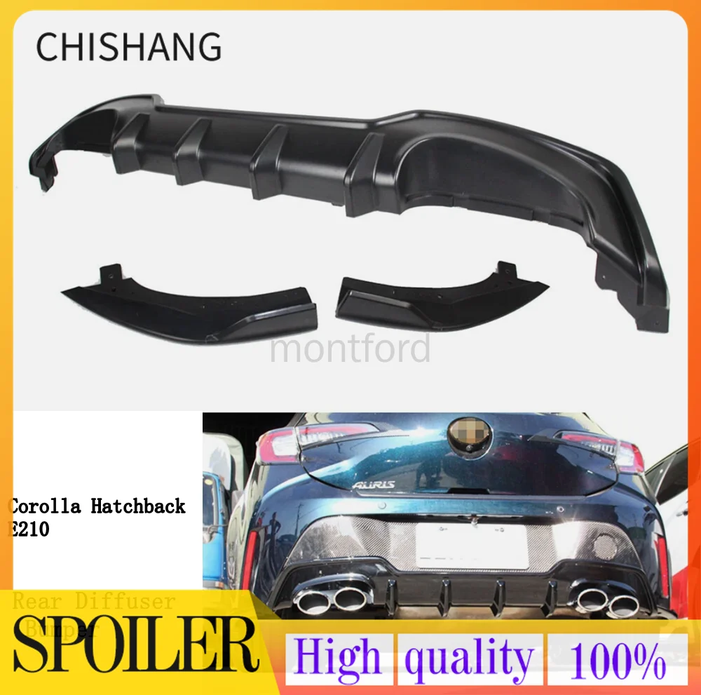 For Toyota Corolla Hatchback E210 2019-2024 Carbon Fiber Rear Diffuser Bumper Spoiler Guard Protector Skid Plate Cover 3PCS 1