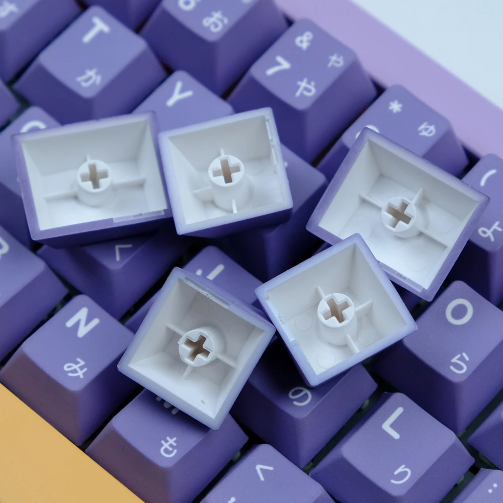 Teclado Mecânico Pbt Keycaps Sublimação de Corante Lados Roxo Amarelo Cereja Interruptor mx Teclado Japonês 129 Chaves - Imagem 6