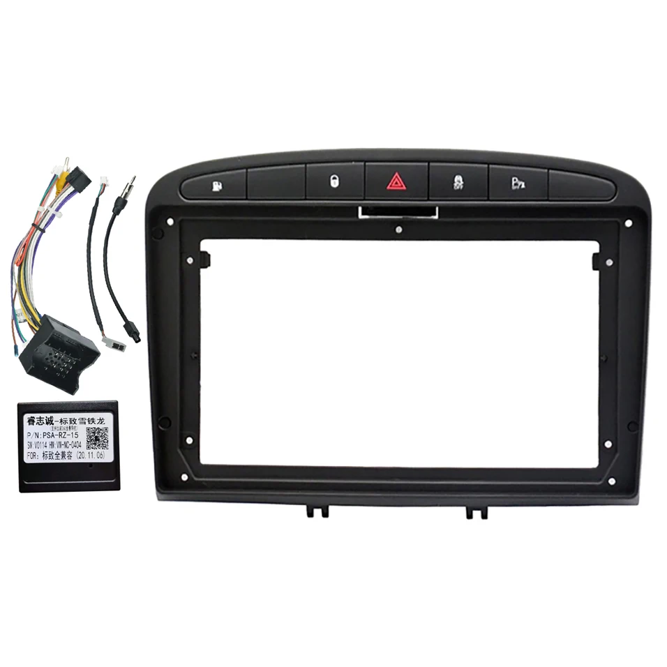 

Car DVD Frame Audio Fitting Adaptor Dash Trim Kits Facia Panel 9Inch for PEUGEOT 408 308 08-16 Double Din Radio Player