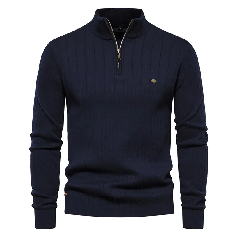Autumn Winter KPOP Fashion Style Harajuku Slim Fit Tops Loose All Match Casual Knitwear Stand Collar Solid Long Sleeve Sweaters