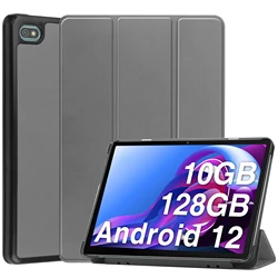 Sleek Tri-Fold Smart Tablet Cover with PU Hard Back and Slim Holder for Blackview Tab 7 Pro (Gray)
