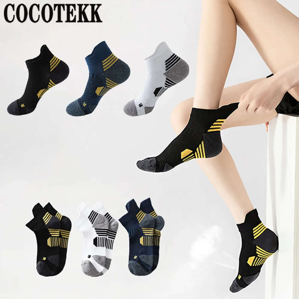 

New Fashion Running Women Socks Men Fitness Sports Quick-drying Sweat-absorbing Breathable Anti-friction Marathon Ankle Tab Sock