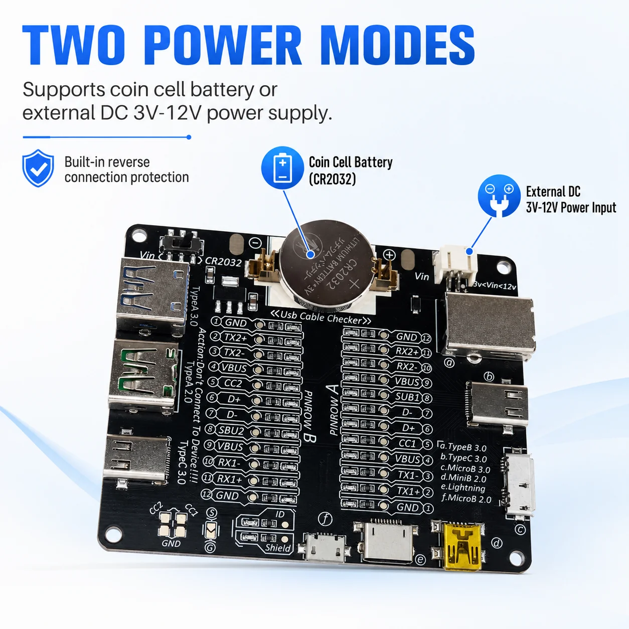 Universal USB Cable Tester and Detection Board for Short Circuit and Connectivity Testing