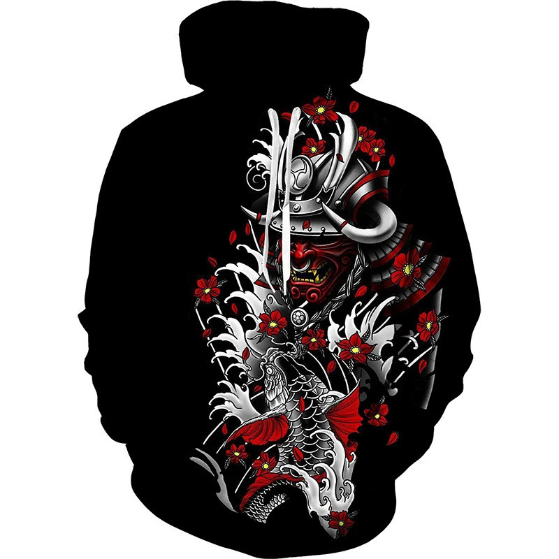thumbnail image 1 of Sudadera con capucha de anime 3D más nueva y popular, sudadera de samurái japonesa, jersey negro de moda para hombres y mujeres, ropa de otoño y primavera para hombres, 1 of 5