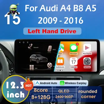 Para Audi A4 B8 A5 2009 2010 2011 2012 2013 - 2016 Conducir a la izquierda Reproductor de vídeo Multimedia para coche Carplay inalámbrico Autoradio No 2din 1