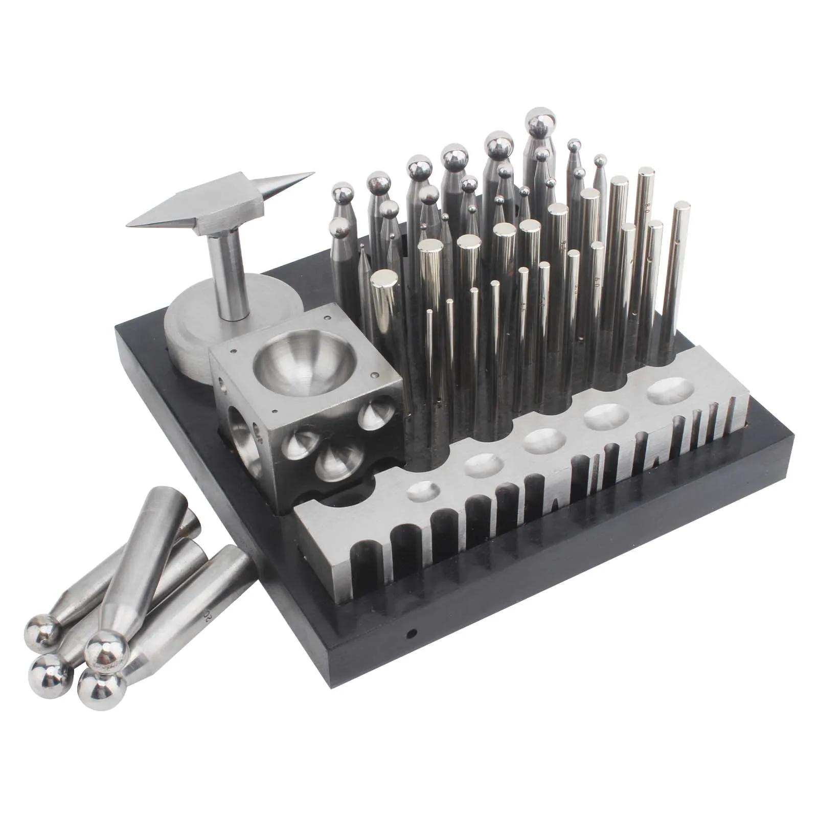 50-Piece Multi-Purpose Metal Forming Dapping Set with Block, Anvil, and Swage: Ultimate Jewelry Making and Repair Tool Kit