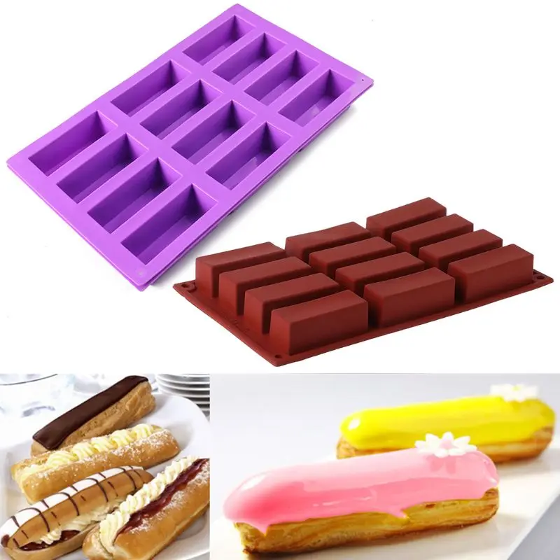 

12 Cavity Rectangle Silicone Soap Cake Mold Candy Baking Bakeware Mould Ice Cube