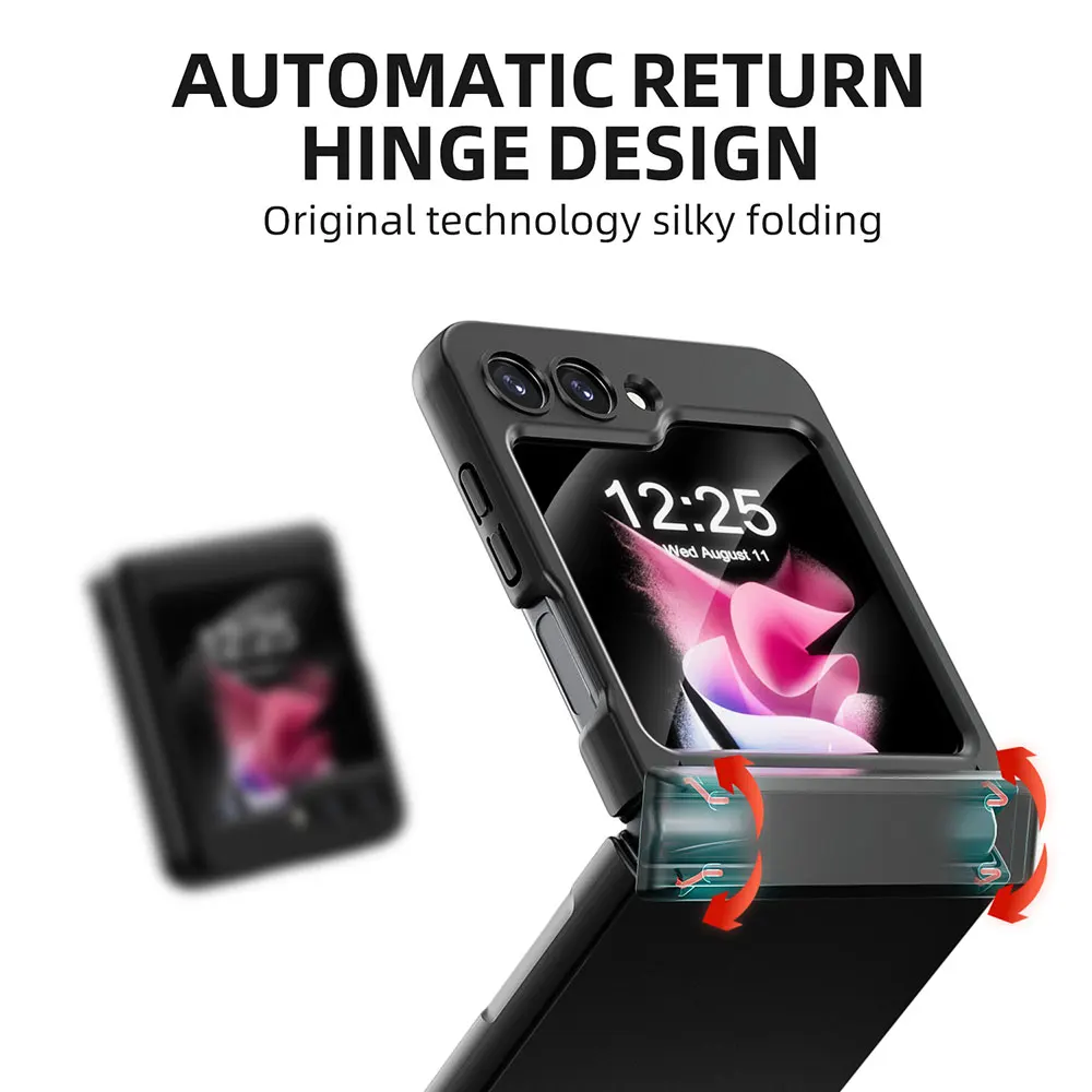 Fashion Folding Screen Anti-drop Phone Case For Samsung Galaxy Z Flip 5 Steel Wire Hinge Shell Film Integrated Protective Cover