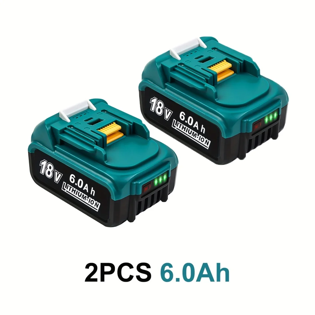 2PCS 18V 6.0Ah Replacement for Makita Battery Compatible with Makita 18V Lithium Battery BL1850 BL1840 BL1830 Type-C Port