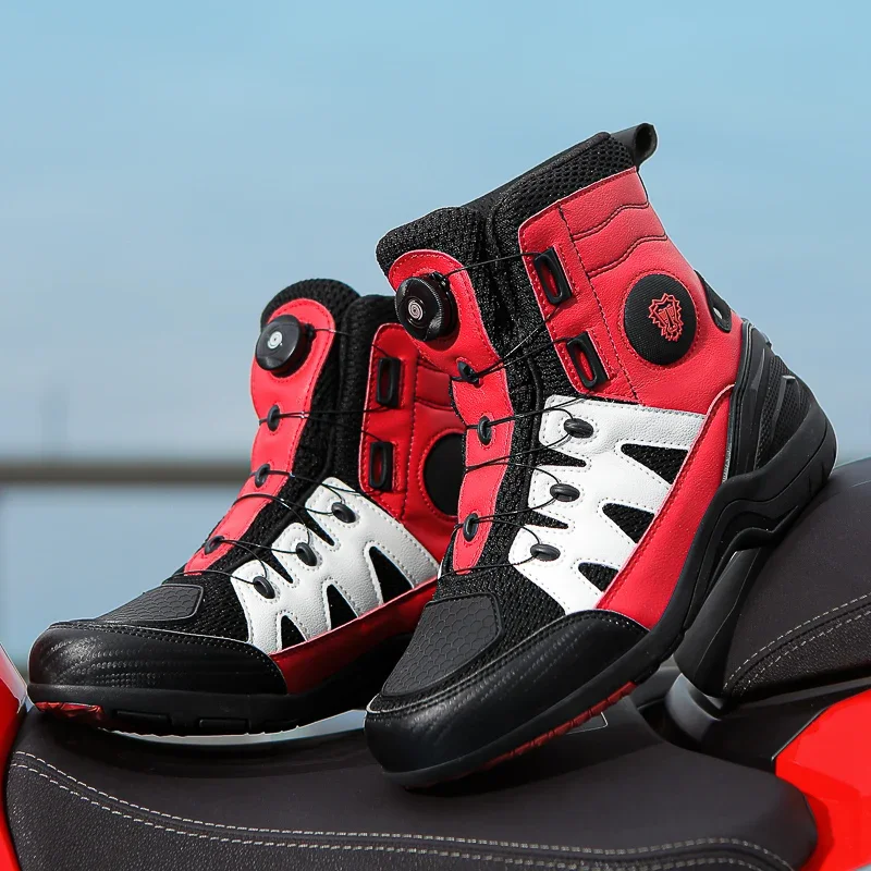 Men Boots Motorcycle Casual Shoes Microfiber Waterproof Anti-slip Outdoors Travel Equipment Sneakers Motorcycle Shoes Riding