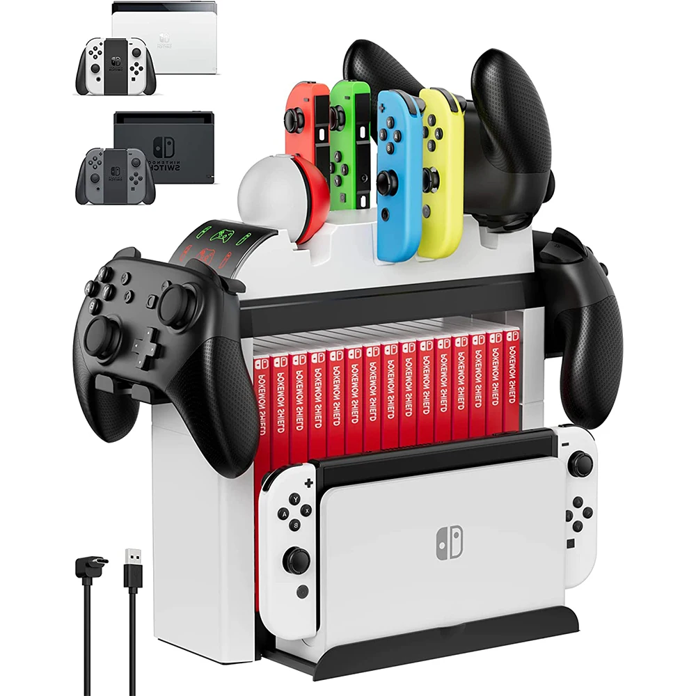 

Multifunctional Charging Dock for Nintendo Switch OLED/Switch Storage for Joy Cons Pro Controller and Ball Plus Controllers