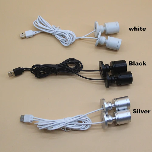 Led USB 스포트라이트 3W DC5V 주얼리 캐비닛 쇼케이스 카운터 램프, 표면 장착 천장 미니 스포트 라이트 스위치 인터페이스 스티커 2