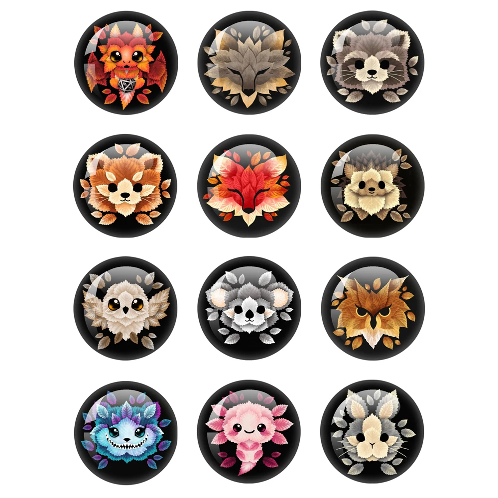 

Модный лист животного 12 шт. 12 мм/18 мм/20 мм/25 мм Круглый Фото стеклянный кабошон демонстрационная фурнитура с плоской задней стороной для изготовления ювелирных изделий