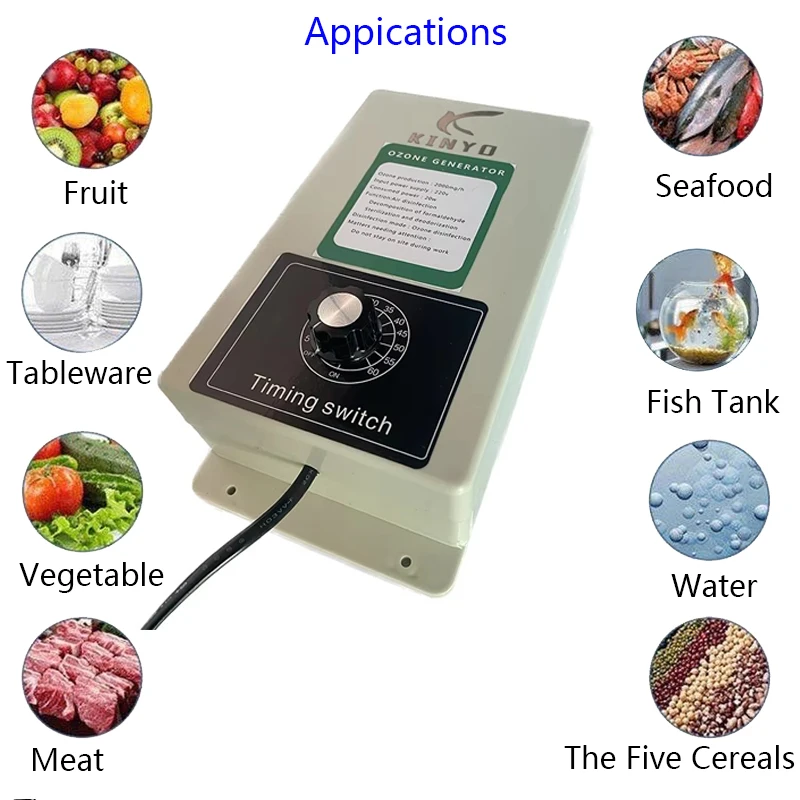 2000mg/h Ozone Generator Machine Home Air Water Purifier for Oil Fruits Vegetables Meat Food With Timer EU/US Plug ozone generator machine