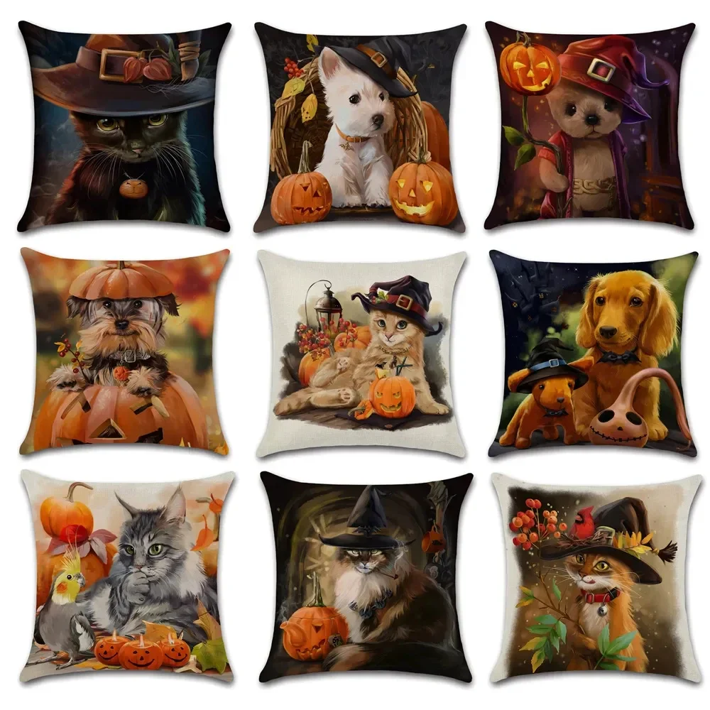

Black Cat Pumpkin Pillow Cover Sofa Cartoon Animal Pillowcase Car Decor Halloween Cushion Covers Girls Kids Bedroom DF1205