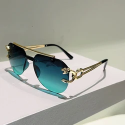 Vintage Gradient Rimless Pilot Sunglasses - Fashionable Unisex Shades with Trendy Design (As picture shows)