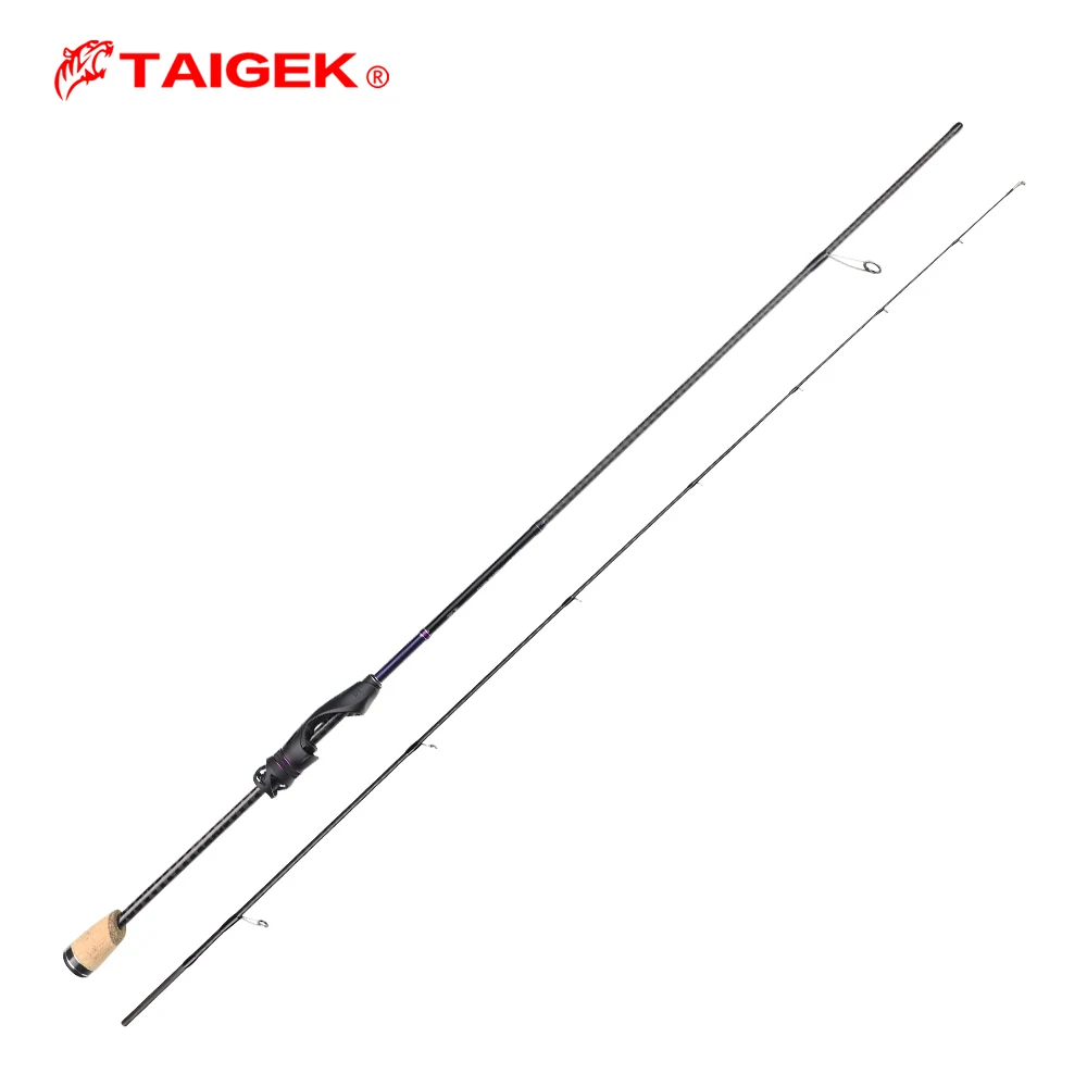 

TAIGEK Freshwater FUJI Guide 2m Carbon Fishing Rod 2 Sections XF Power Spinning Casting Lure Fishing Rod