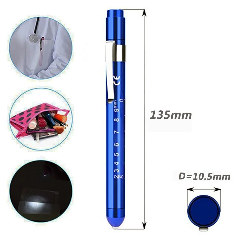 Compact LED Medical Penlight with Pupil Gauge and Work Light Functionality