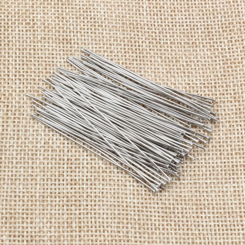 100pcs/Lot No Fade 20 30 35 40 70 mm Stainless Steel Flat Head Pin Findings Headpins For Jewelry Making DIY Supplies Accessories