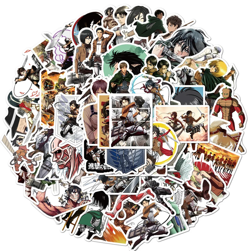 

10/30/50/100pcs Cool Cartoon Attack On Titan Anime Stickers for Kids Toys Skateboard Laptop Phone Car Luggage Waterproof Sticker