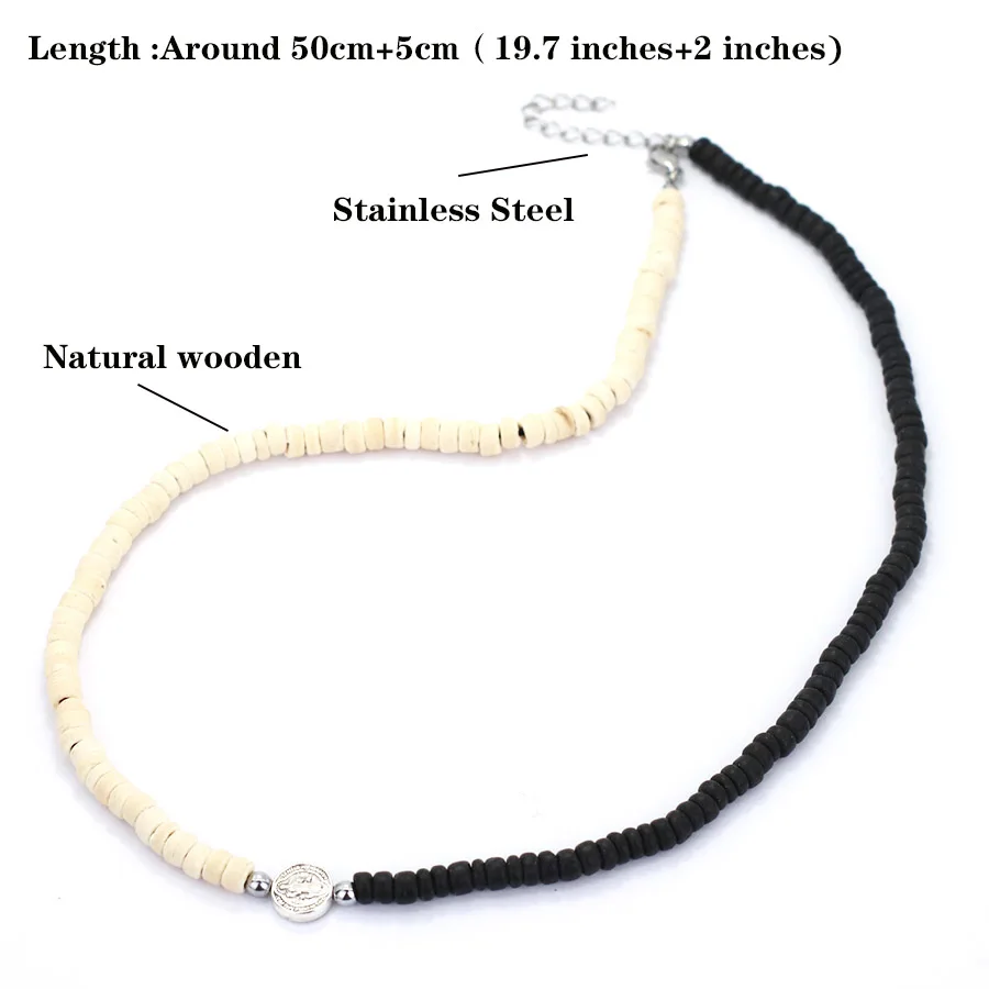 Men Coconut Husk Wooden Beads Tiger Eyes Necklace