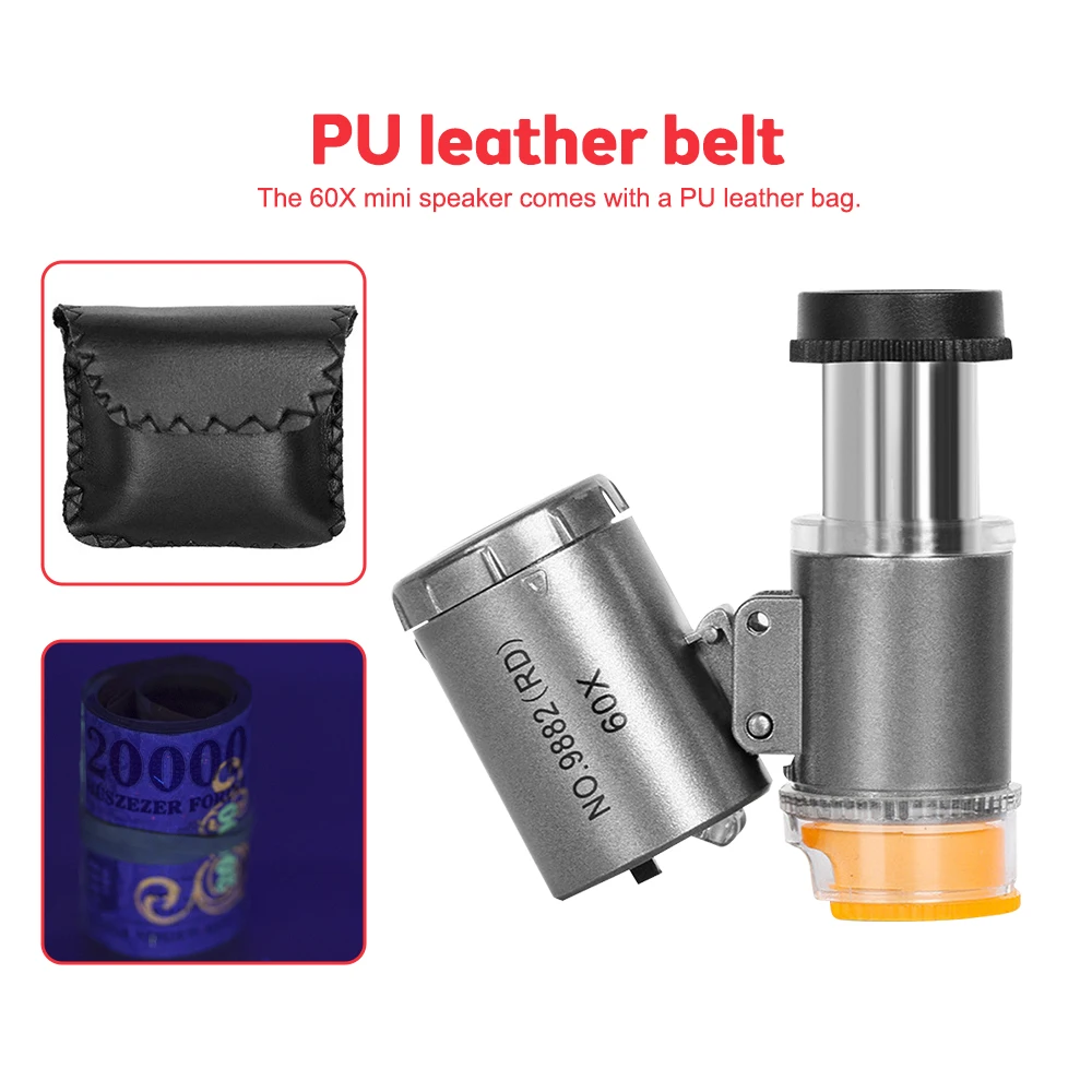 Mini Pocket Microscope Kit 60x Lab Handheld Microscope Battery Powered Microscope with LED Light Kids Science Microscop 2