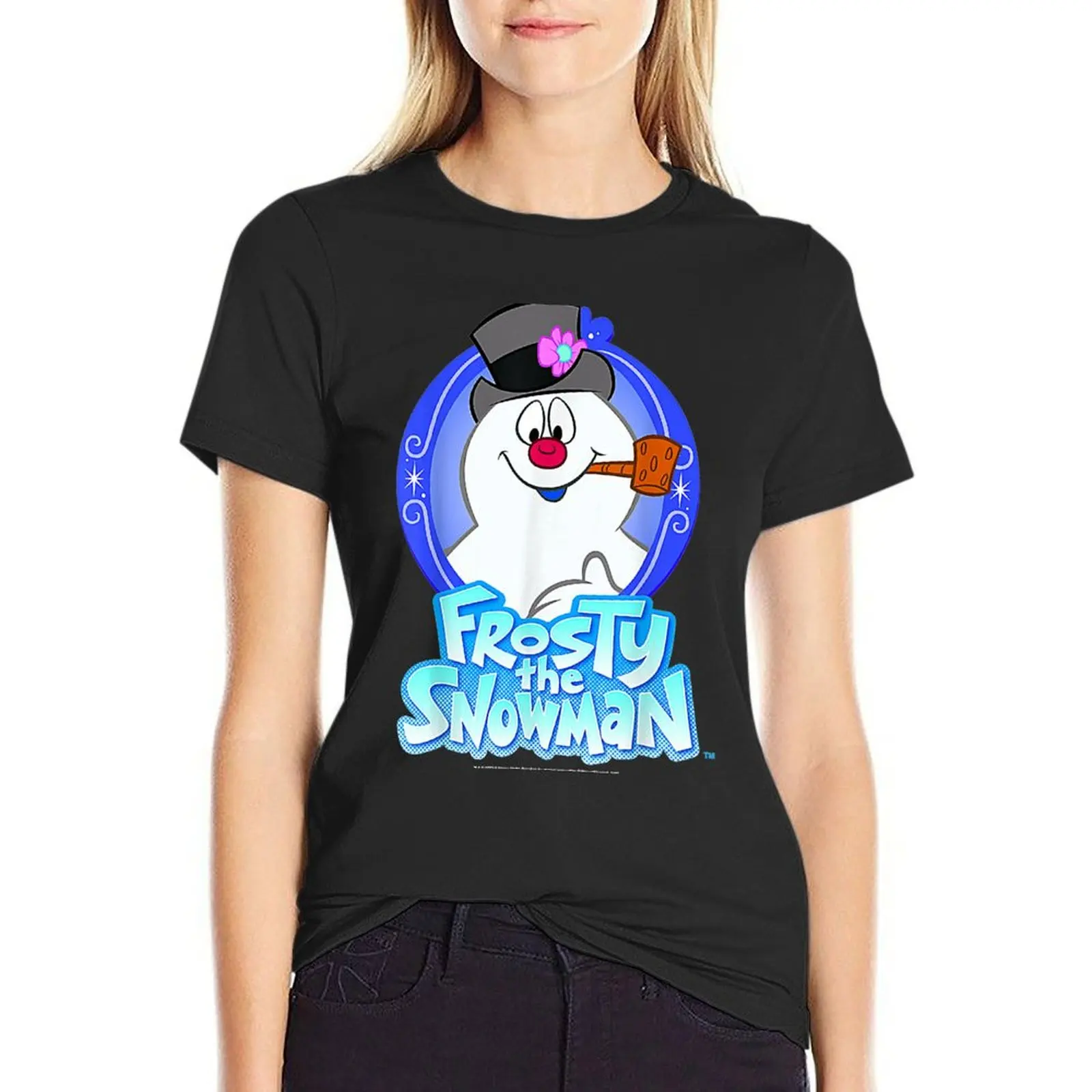 

Frosty The Snowman Portrait Logo T-shirt oversized tees workout shirts for Women loose fit