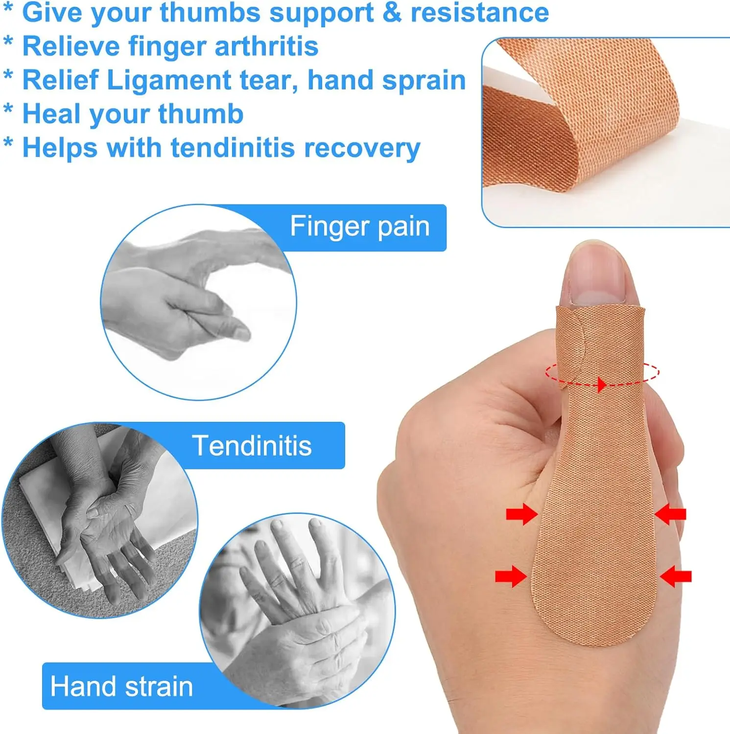 Thumb Arthritis Elastic Self-adhesive Joint Pain Relief Patch Finger Toe Protection Tape Toe Eversion Correction Anti-Wear Patch