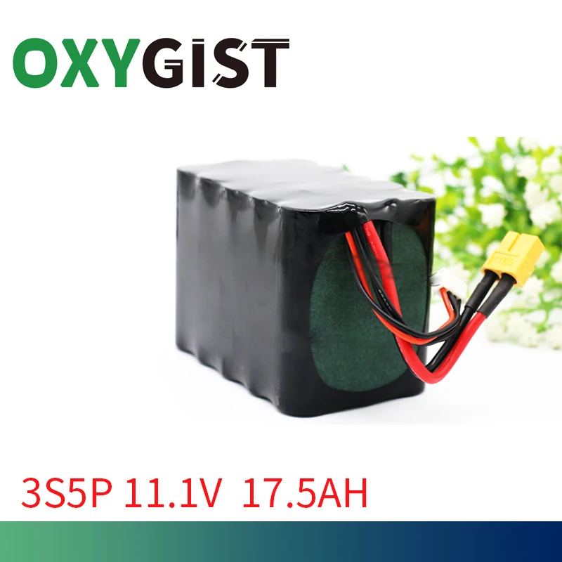 OXYGIST 11.1V 3S5P 17.5Ah 12.6V 18650 lithium battery pack For go fishing Bait ship Children's toy car 12V motor, etc