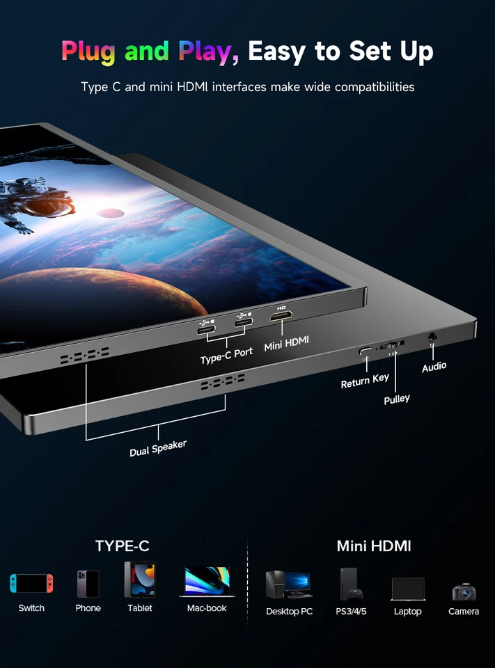 UPERFECT 16インチ 1200Nits 4K ポータブルモニター ノートパソコン用