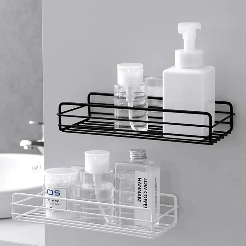 Shower Caddy Rack Corner Shelf Over Toilet Wall Velcro Storage Shelves  Shampoo Basket White Home Organizer Bathroom Accessories - Bathroom Shelves  - AliExpress