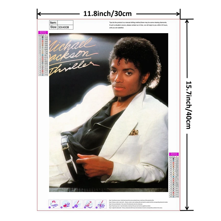 マイケルジャクソン　クリスタルアート 5D DIY Diamond Embroidery King Of Pop Michael Jackson Full