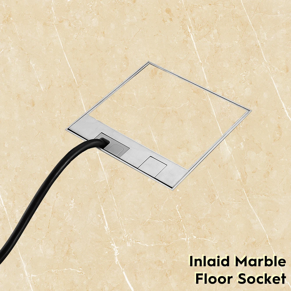 Presa Elettrica A Pavimento Impermeabile In Acciaio Inox - 2 Spine AC 250V/16A, Per Interni Ed Esterni - Installazione A Scomparsa
