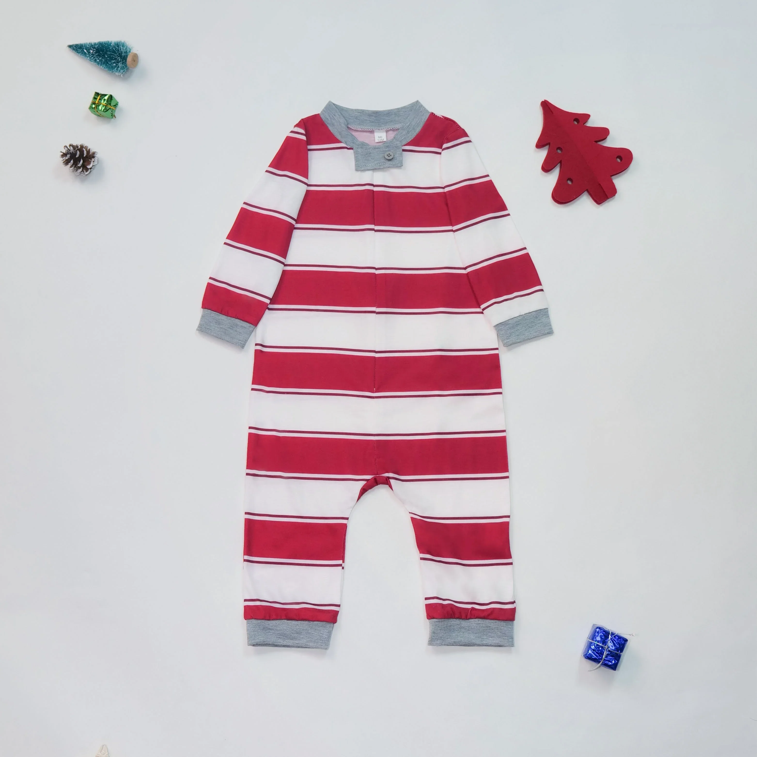 New Christmas Mom Daughter Dad Son Matching Pajamas Set Full Sleeve Striped Print Sleepwear Baby Romper Family Look Pijamas