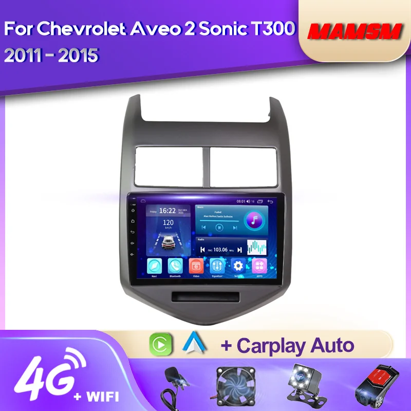 MAMSM 자동차 라디오, 안드로이드 12, 쉐보레 아베오 2 소닉 T300 2011-2015 멀티미디어 비디오 플레이어, 내비게이션 GPS, 4G 카플레이, 오토라디오 