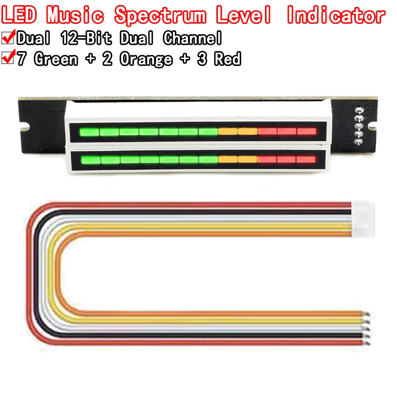 Mini Dual 12-Bit Led Music Level Indicator Velocità Della Luce Regolabile Vu Meter Scheda Amplificatore Stereo Con Modalità Agc