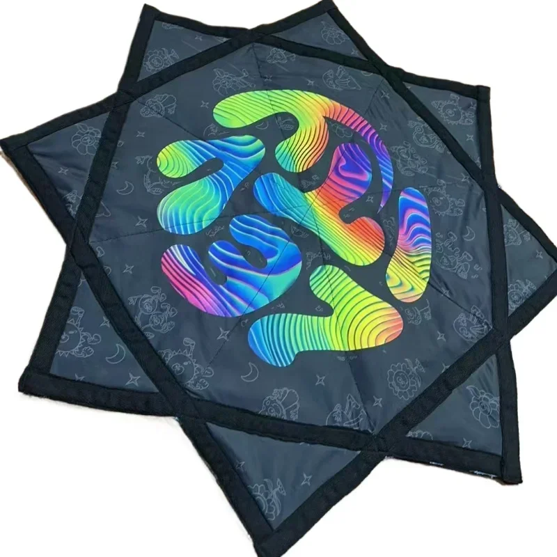 Spinning Handkerchief Swirling DAPO Double Side Print Lycra Octagonal Scarf Flying Spinning Handkerchief Ribbed Flyer