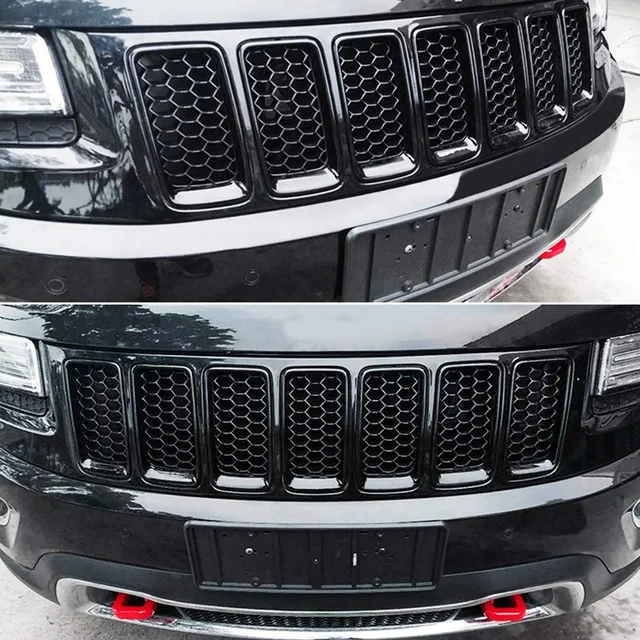 7 Inserti Griglia Anteriore Per Jeep Cherokee 2014-2018 - In ABS, Design A Rete, Cornice Cromata - Foto 5