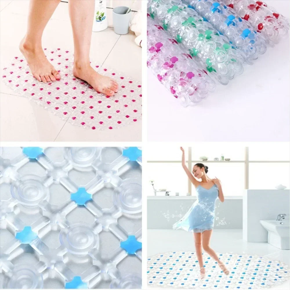Enhanced Non-slip PVC Bath Mat with Massage Surface - Soft Rectangle Shower Carpet