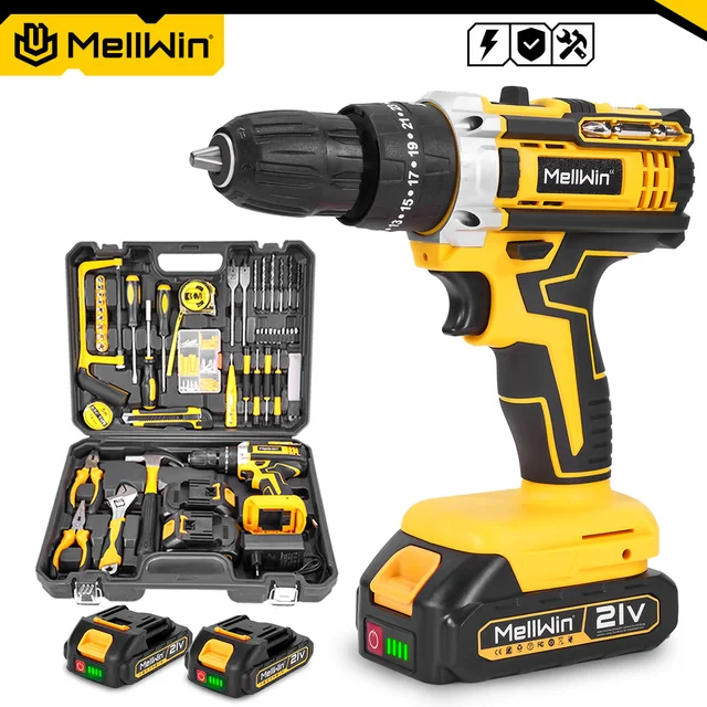 MELLWIN 25 + 3 couple électrique perceuse à percussion ensemble polyvalent sans fil tournevis électrique outil électrique pour Makita 18V batterie broche 1