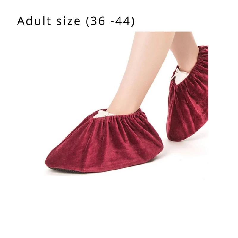Shoe Covers 2pcs/Set Flannel Non-slip Solid Color Washable Reusable Keep Floor Cleaning Indoor