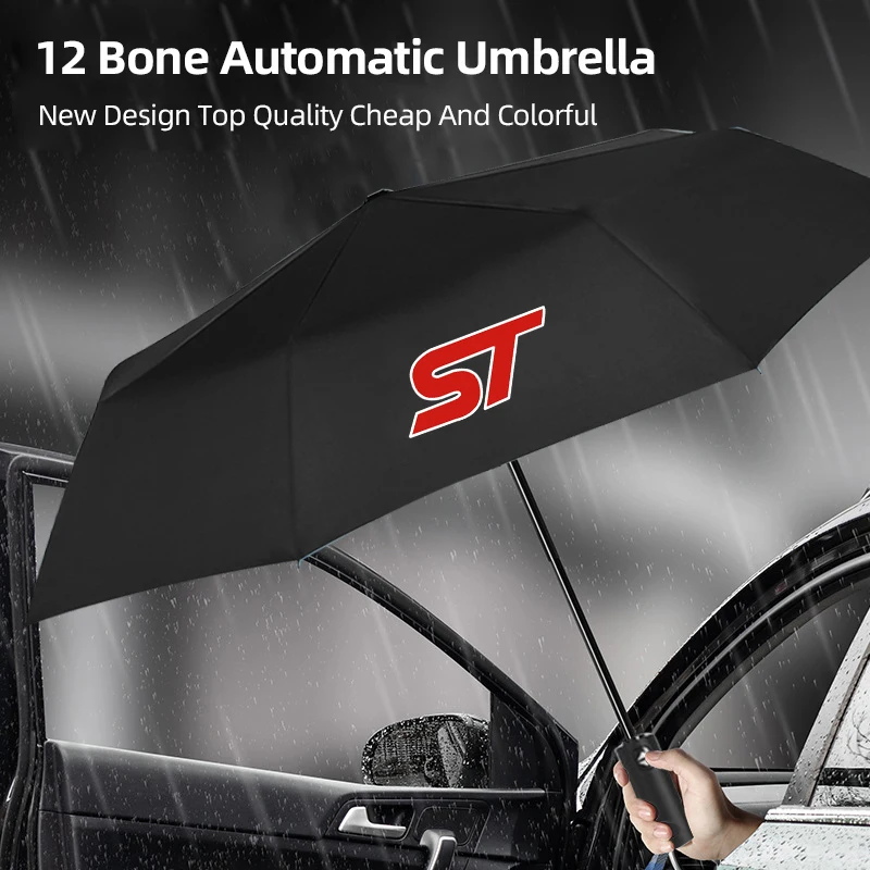 Car Fully Automatic Folding Umbrella Sunshade Accessories For Ford ST Racing Performance Explorer Focus Mk2 Fiesta Ranger Mondeo