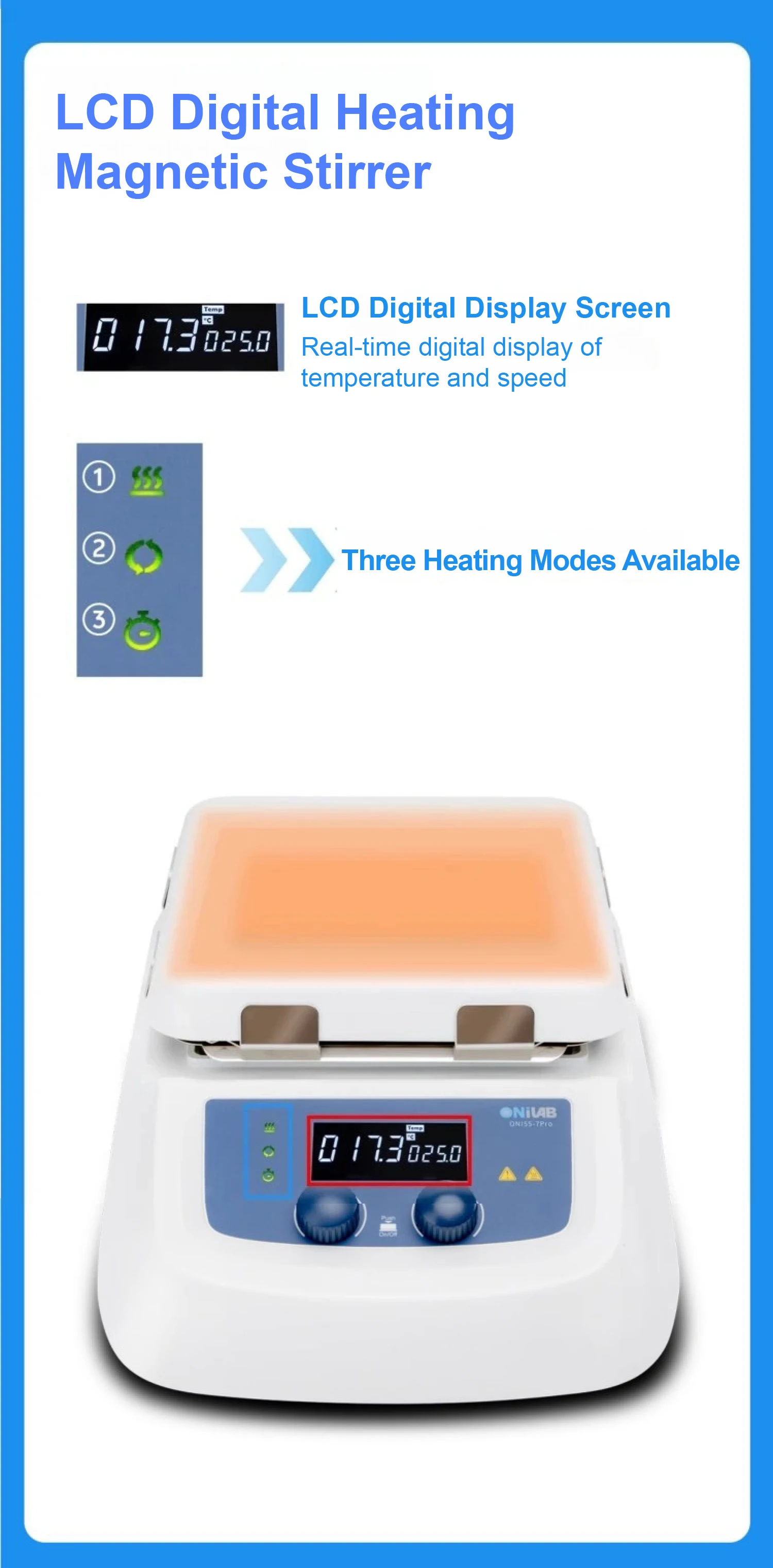 ON155-7 Digital Magnetic Hot Plate Stirrer Heater with Timer 20L Capacity Temper