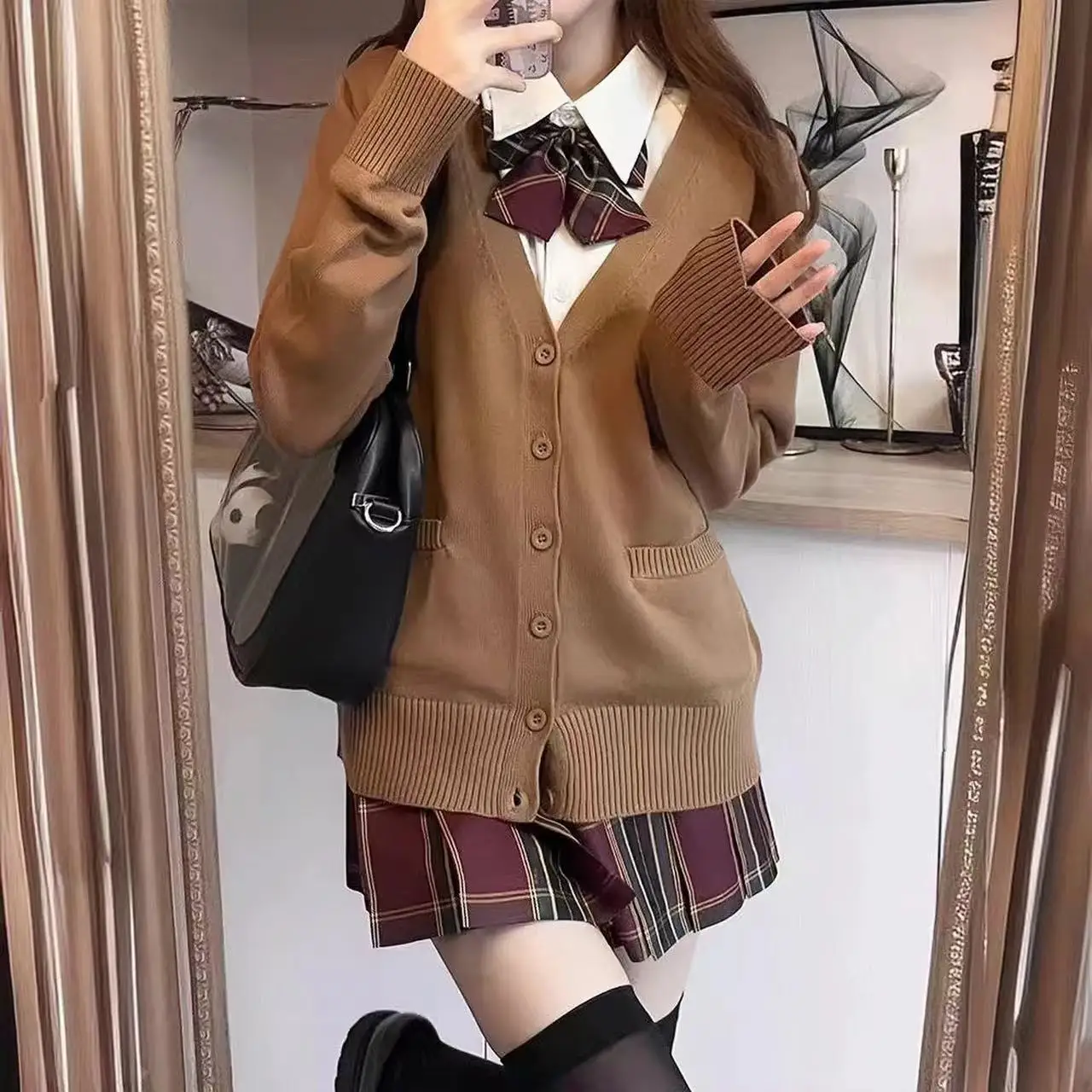 V Neck Long Sleeve Knitted Sweater Cardigan Coat