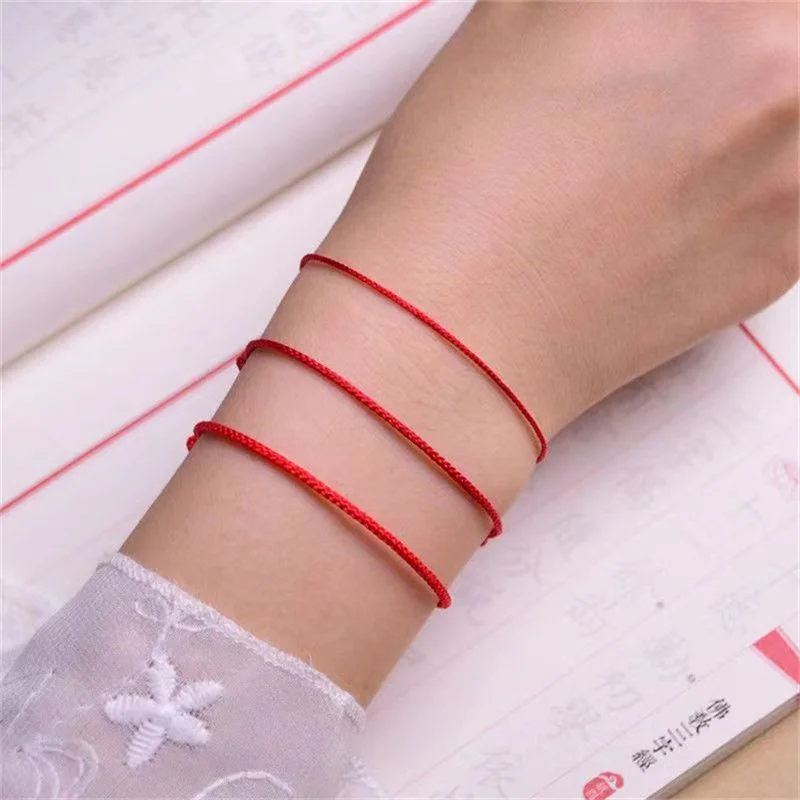 Pulseras de la suerte de cuerda roja tejidas a mano para mujer, pulsera con colgante de cereza ajustable, envío directo