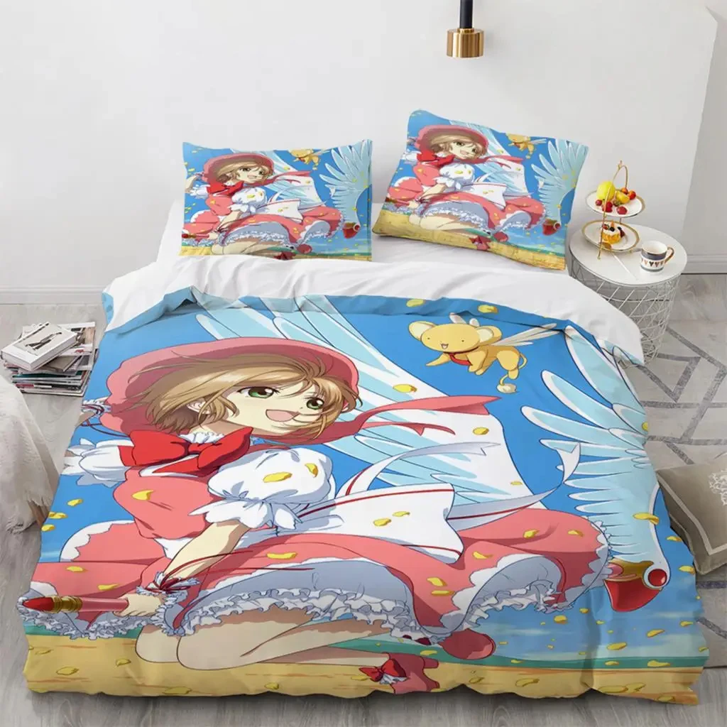 Anime Cardcaptor Sakura Bedding Set Boys Girls Twin Queen Size Duvet Cover Pillowcase Bed Kids Adult Fashion Home Textileextile