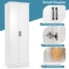 70" Storage Cabinet Freestanding Pantry Cabinet w/2 Doors & 5 Shelves White 6
